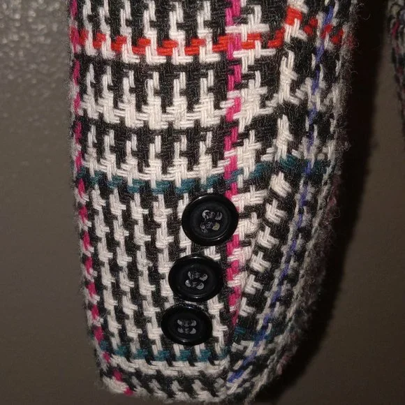 Worthington black and white wool blend herringbone blazer with Specks of color - Picture 3 of 11